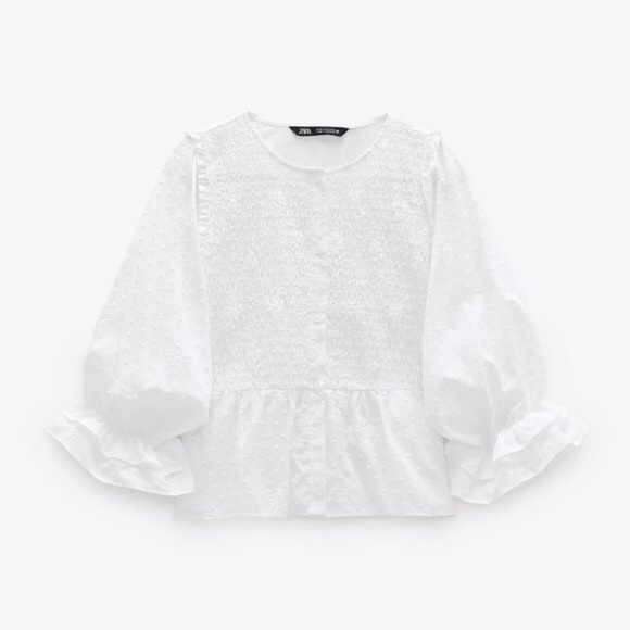 Zara NWT Embroidered Dotted Mesh Top XS - Picture 2 of 6